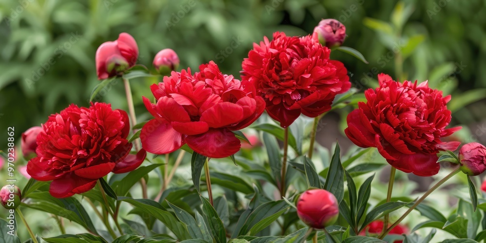 Double Red Flower Peony Red Carpet a Lactiflora Hybrid Double Red Flower Peony Red Carpet a Lactiflora Hybrid