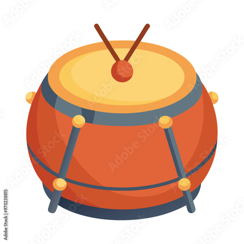 Kettledrum Vector Illustration. Timpani Musical Instrument Vector Illustration