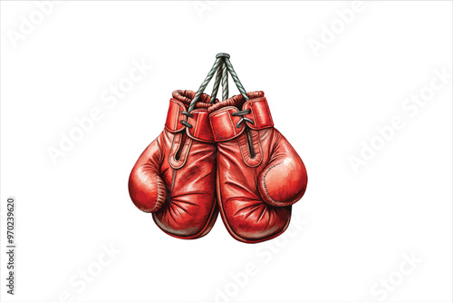  Boxing gloves Vector on white background. Beautiful isolated hanging Boxing Gloves Vector Art Illustration.