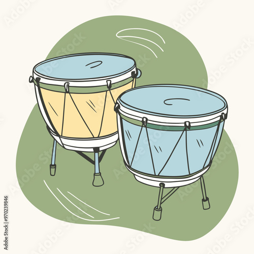 Kettledrum line art type Vector Illustration. Timpani Musical Instrument Vector Illustration