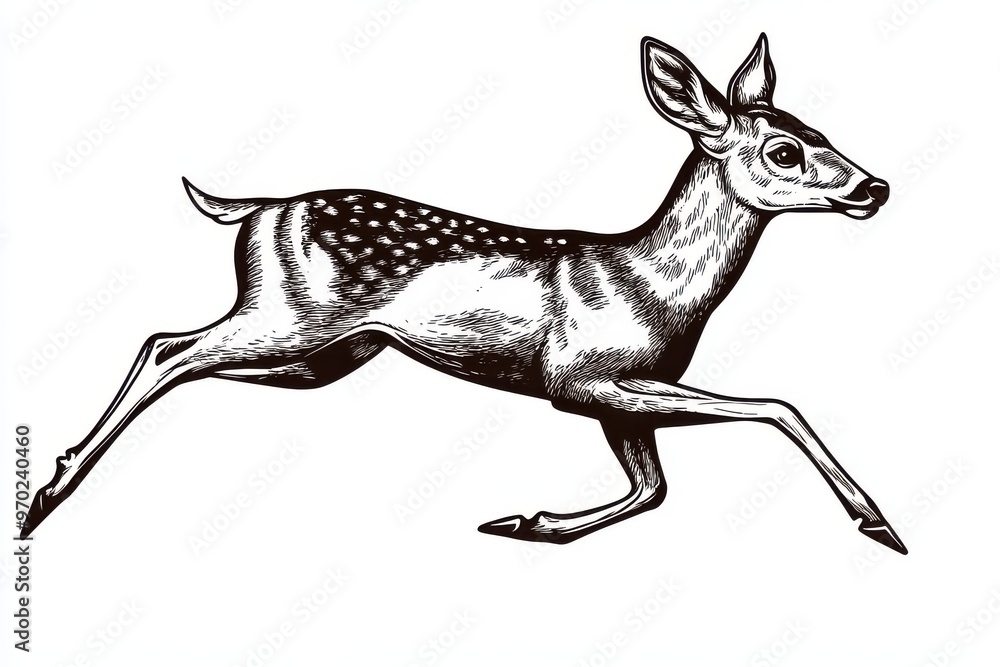 Obraz premium silhouette of a running deer on white