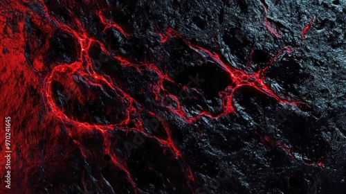 Wallpaper Mural A striking close-up of black volcanic rock with glowing red cracks, symbolizing fire and volcanic activity. Torontodigital.ca