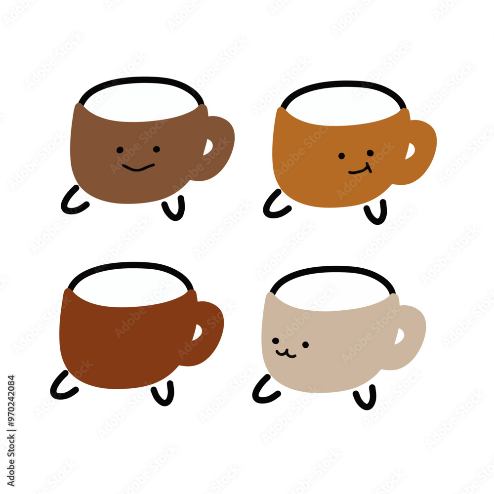 Cute Mug Vectors | Various Expressions | Minimalist Design | 4 Vectors Cute Mug Vectors | Various Expressions | Minimalist Design | 4 Vectors
