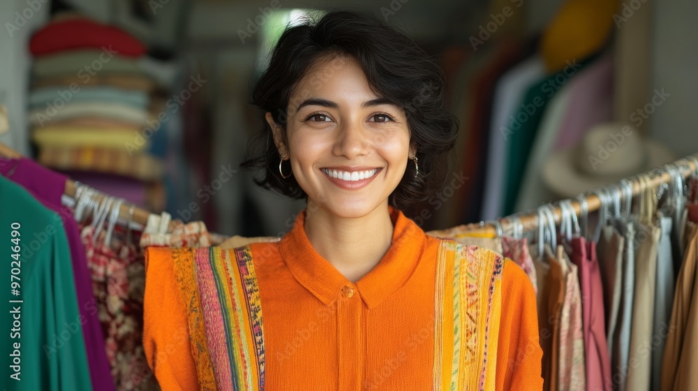South Asian woman with vibrant clothing South Asian woman with vibrant clothing