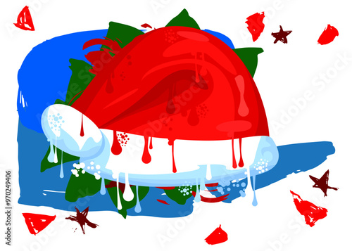 Santa Claus red Hat Graffiti tag. Abstract modern street art decoration performed in urban painting style.