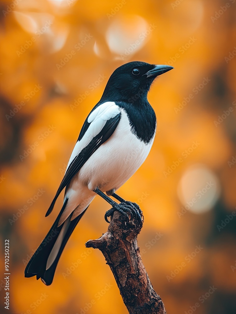 magpie isolated on autumn background magpie isolated on autumn background