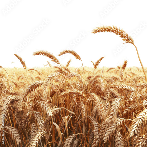 Golden wheat field under a clear sky, symbolizing harvest and abundance in agriculture.