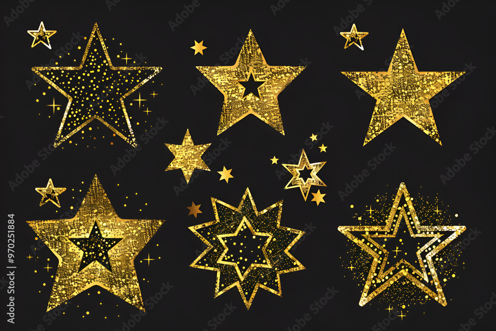 A scattering of gold stars on a dark background, composition with copy space bokeh background, Abstract falling star with golden stars on black background
A scattering of gold stars on a dark background, composition with copy space bokeh background, Abstract falling star with golden stars on black background