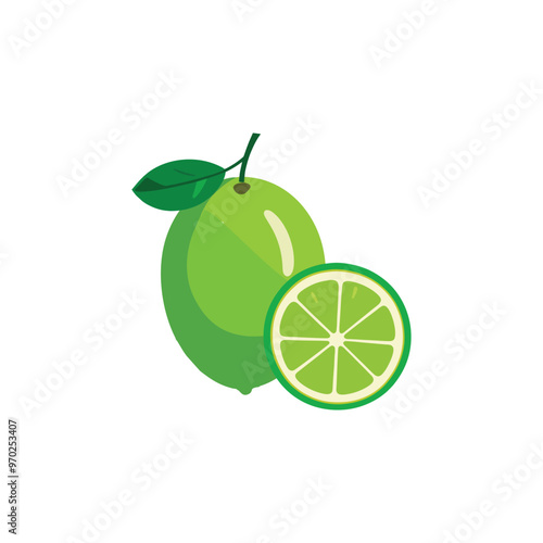 lemon fruit isolated on white background. Modern minimalist abstract style. Flat 2d design. Vector