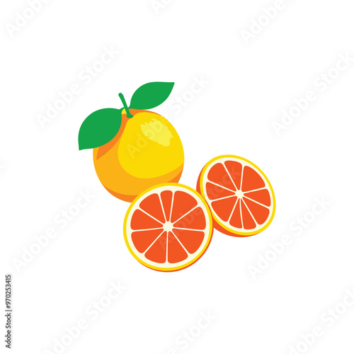 lemon fruit isolated on white background. Modern minimalist abstract style. Flat 2d design. Vector