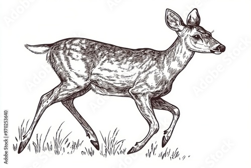 Wallpaper Mural silhouette of a deer on solid white background Torontodigital.ca