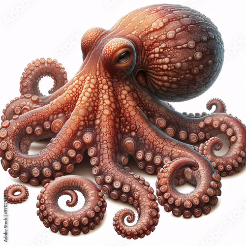 Vivid octopus illustration showcasing intricate textures and dynamic form