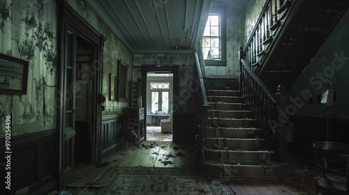 Eerie shadows moving through an old mansion