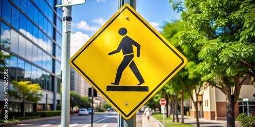 Obraz na płótnie Pedestrian crossing ahead. Vehicles must stop.