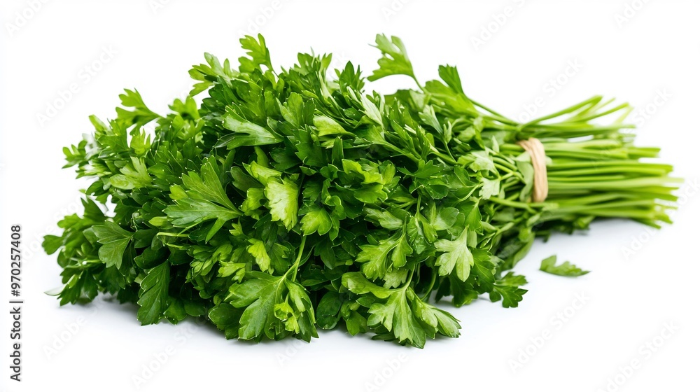 Fresh Green Parsley Bunch Isolated on White Background Fresh Green Parsley Bunch Isolated on White Background