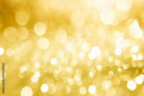 gold background of defocused abstract lights. golden bokeh lights.