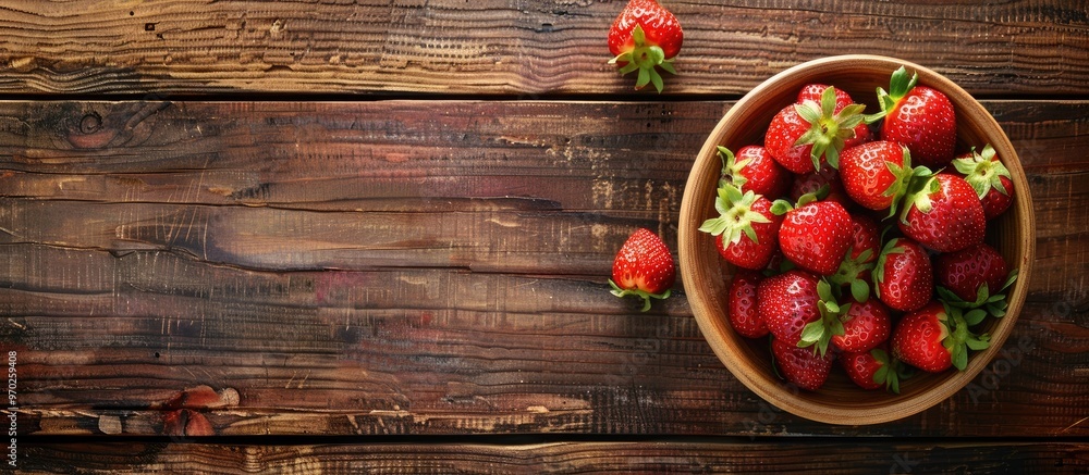 Fresh Ripe Strawberries In The Bowl On Wooden Background Fresh Ripe Strawberries In The Bowl On Wooden Background