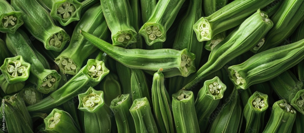Fototapeta premium Fresh Okra Lady Finger Full Frame Crop
