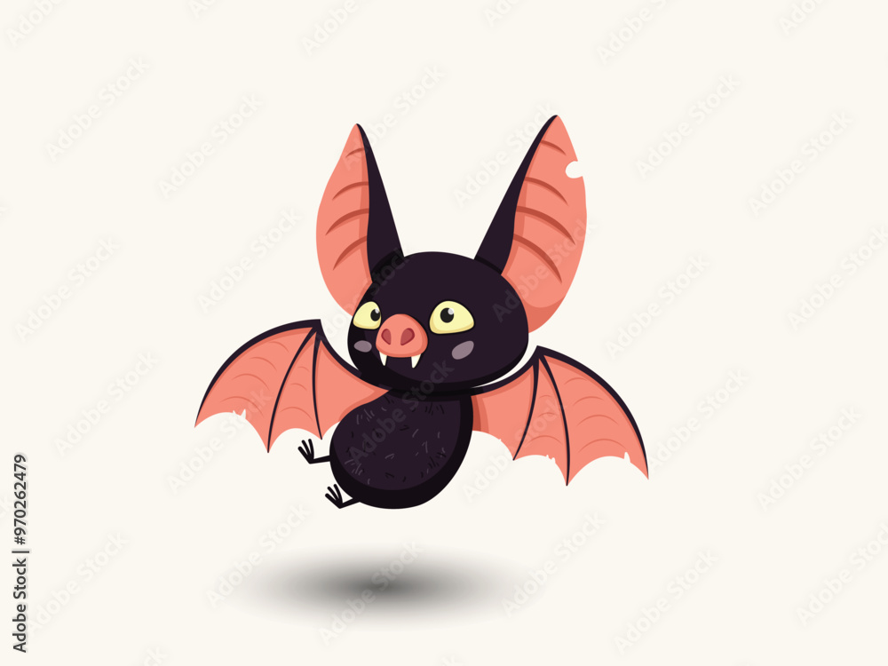 Cute happy baby bat flying with different poses.Adorable animal characters in autumn festival for decoration, prints, cover. Vector illustration Cute happy baby bat flying with different poses.Adorable animal characters in autumn festival for decoration, prints, cover. Vector illustration
