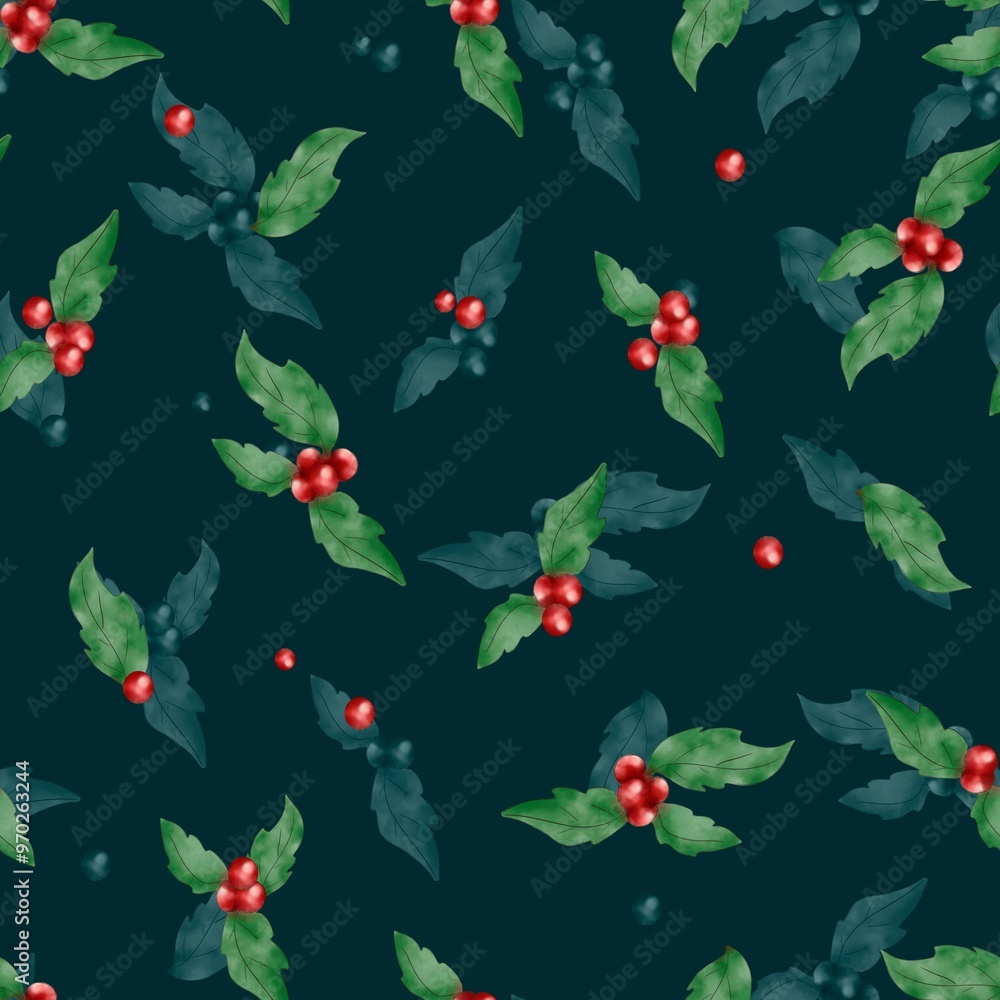 seamless christmas plants pattern seamless christmas plants pattern