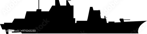 Warship Destroyer ship black silhouette