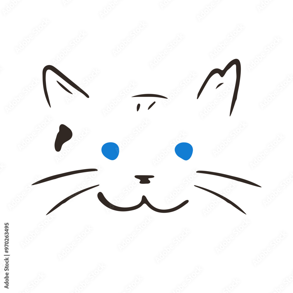 Funny irregular kitten head illustration Funny irregular kitten head illustration