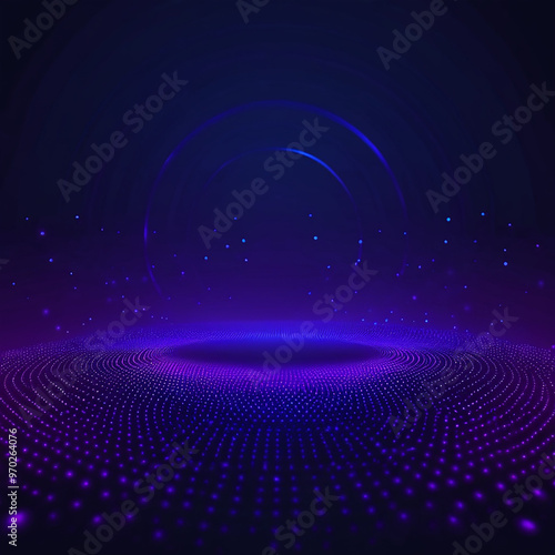 Abstract futuristic dark background of blue neon circles, glowing tech sci-fi frames. Futuristic Sci-Fi HUD Circles