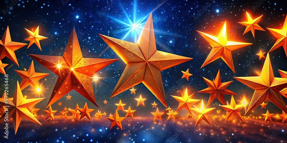 Vibrant orange stars sparkle against a midnight blue backdrop, casting a gentle glow that penetrates the darkness, Vibrant orange stars sparkle against a midnight blue backdrop, casting a gentle glow that penetrates the darkness,