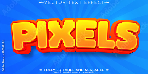 Pixel editable text effect, editable arcade and retro text style