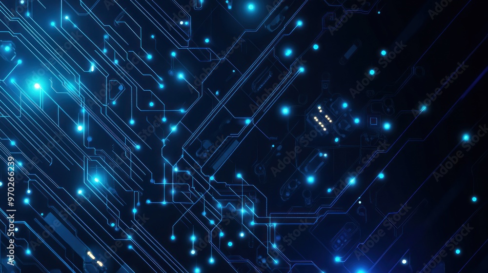 Obraz premium Abstract Digital Circuitry with Glowing Blue Lines