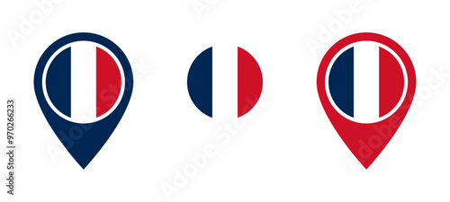 France flag location icon set