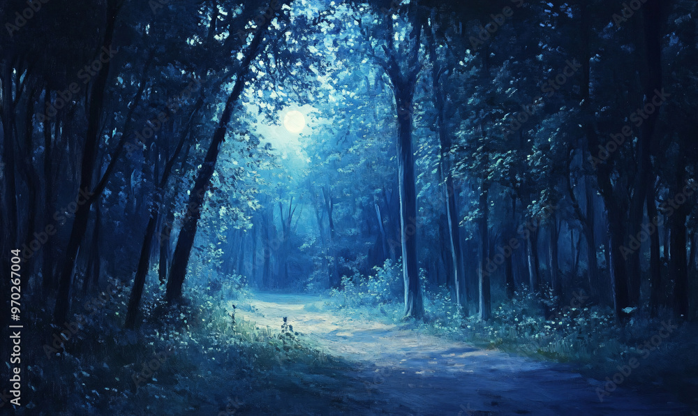 forest at night background-generative ai forest at night background-generative ai