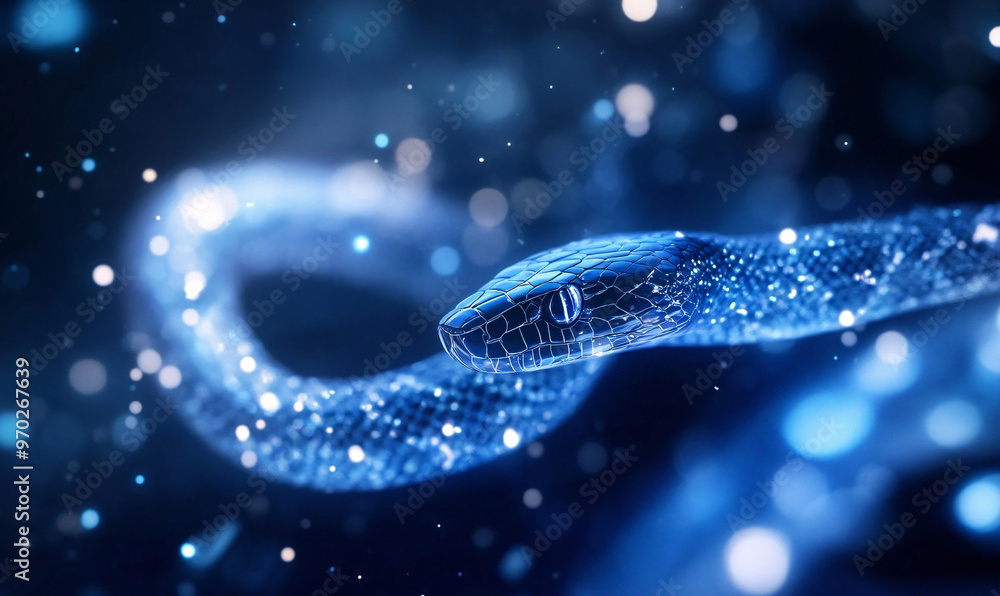 snake hologram on night sky background-generative ai snake hologram on night sky background-generative ai