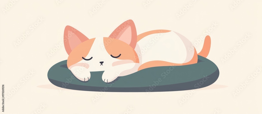 Fototapeta premium Beloved Pet Resting On A Plush Bed With Eyes Closed Peacefully
