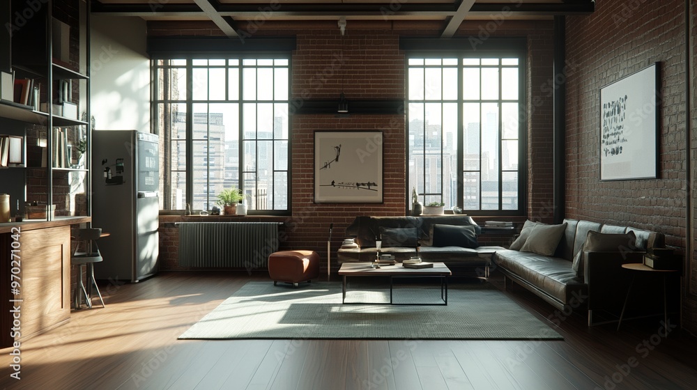 Stylish living room showcasing modern design, large windows, wooden flooring, and a cozy atmosphere filled with natural light. Stylish living room showcasing modern design, large windows, wooden flooring, and a cozy atmosphere filled with natural light.