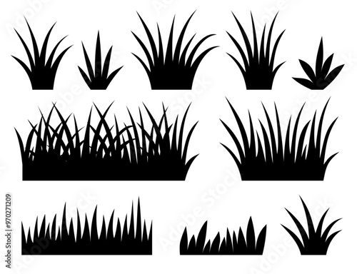 grass silhouette illustration for design purpose. web, app, ui etc design element. vector grass set isolated on white