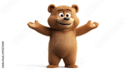 A cheerful cartoon bear character with outstretched arms, conveying friendliness and joy.