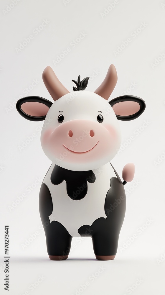 A cheerful cartoon cow figurine with a friendly expression and playful design. A cheerful cartoon cow figurine with a friendly expression and playful design.