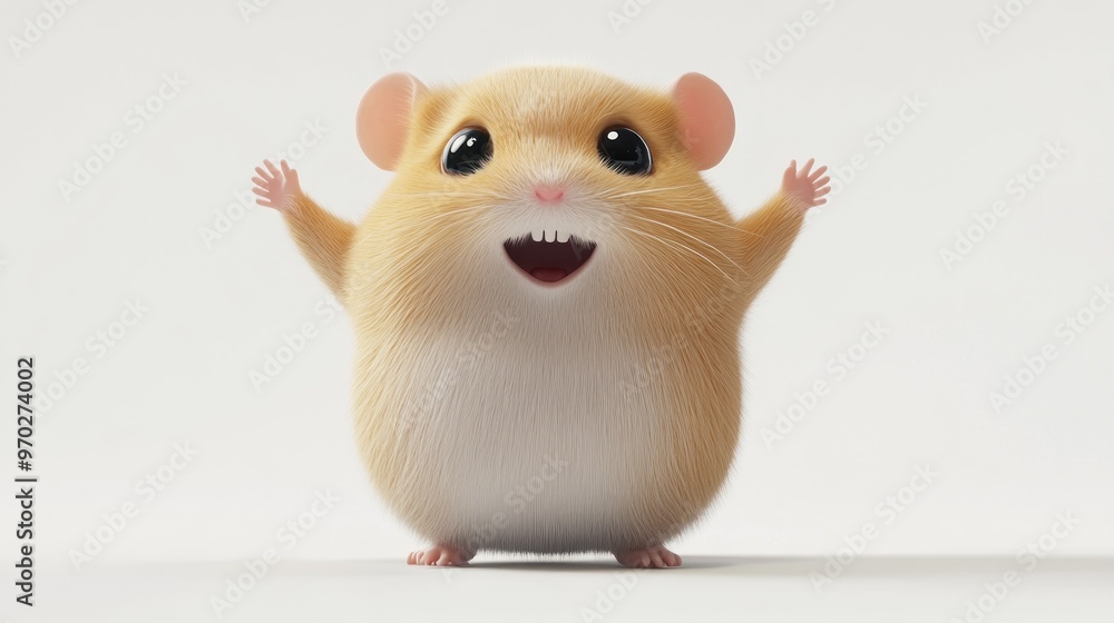 A cheerful cartoon hamster with outstretched arms, expressing joy and friendliness. A cheerful cartoon hamster with outstretched arms, expressing joy and friendliness.