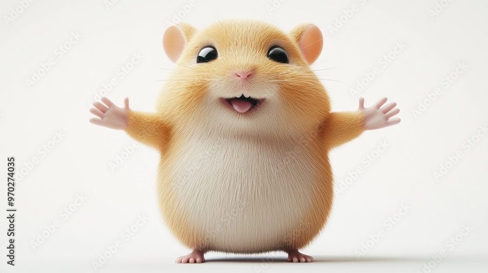 A cheerful cartoon hamster with outstretched arms, conveying joy and playfulness. A cheerful cartoon hamster with outstretched arms, conveying joy and playfulness.