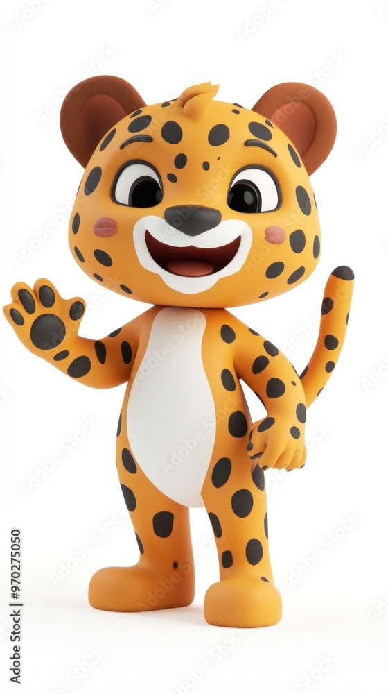 A cheerful cartoon leopard character with a friendly expression, designed for children's media. A cheerful cartoon leopard character with a friendly expression, designed for children's media.