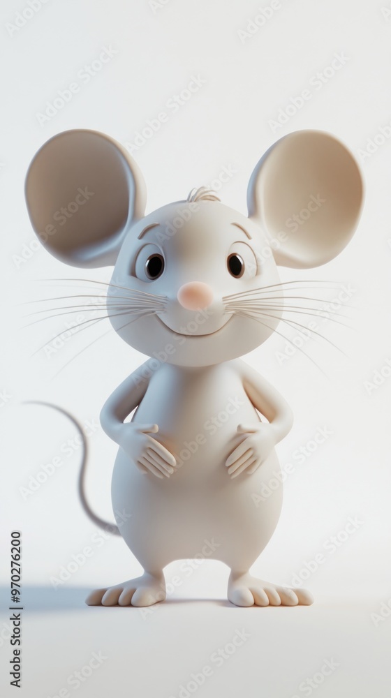 A cheerful cartoon mouse character with large ears and a friendly smile. A cheerful cartoon mouse character with large ears and a friendly smile.