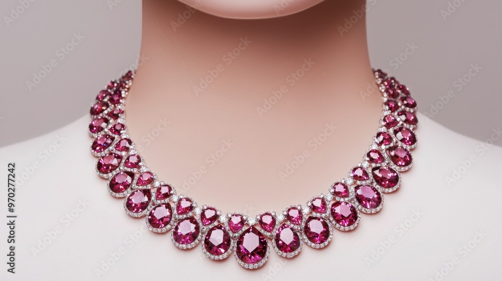 Stunning necklace with pink gemstones, perfect for special occasions or elegant outfits. A timeless piece of jewelry. Stunning necklace with pink gemstones, perfect for special occasions or elegant outfits. A timeless piece of jewelry.