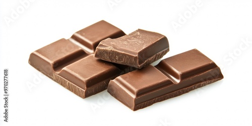 Pieces of delicious milk chocolate isolated on white