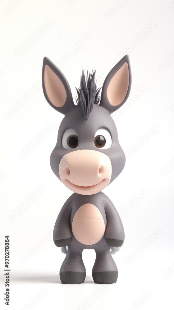 A cute animated donkey character with a friendly expression, designed for children's content. A cute animated donkey character with a friendly expression, designed for children's content.