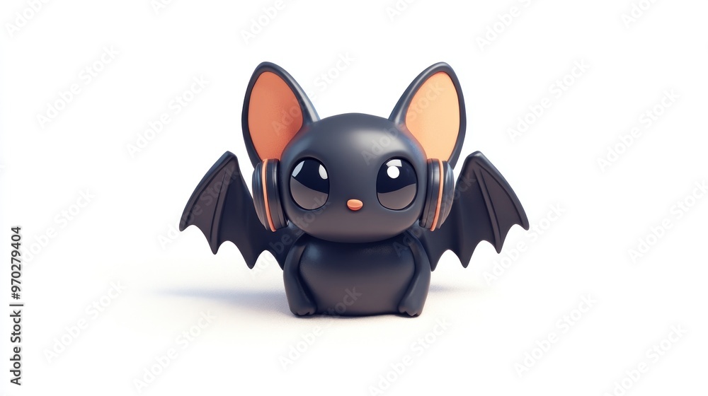 A cute cartoon bat character wearing headphones, designed for playful and whimsical appeal. A cute cartoon bat character wearing headphones, designed for playful and whimsical appeal.
