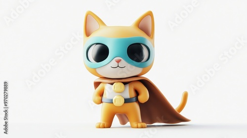 A cute cartoon cat character wearing a mask and cape, embodying a superhero theme.