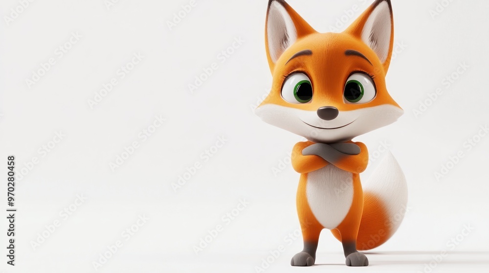 A cute cartoon fox character with a friendly expression, standing confidently. A cute cartoon fox character with a friendly expression, standing confidently.