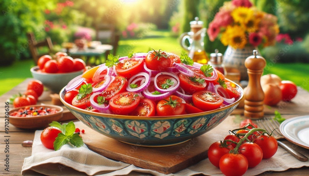 Tomatensalat mit roten Zwiebeln Tomatensalat mit roten Zwiebeln