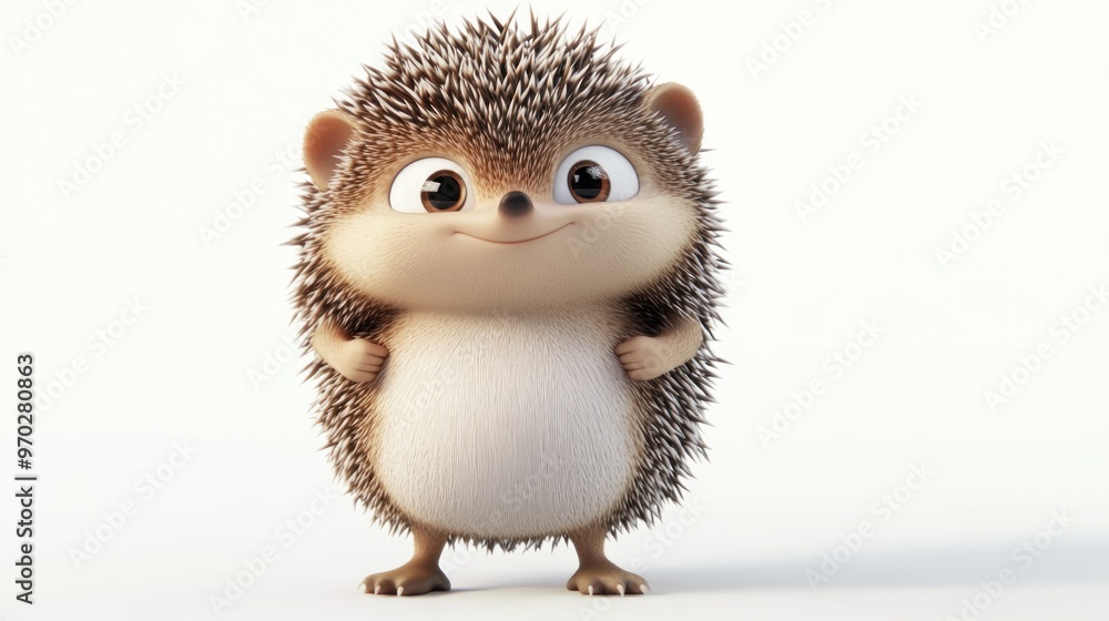 A cute cartoon hedgehog with a friendly expression, standing confidently. A cute cartoon hedgehog with a friendly expression, standing confidently.
